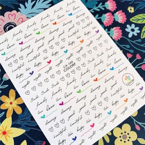 Newest CA-100-101-102 English letter 3d nail art sticker nail decal stamping export japan designs rhinestones decorations