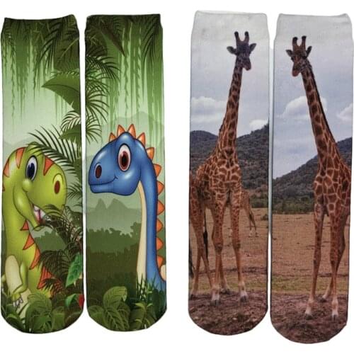 New 3D Printing And Dyeing Cartoon Animal Pattern Fashion Comfortable Trend Leisure Sports Middle Tube Sock Skateboard