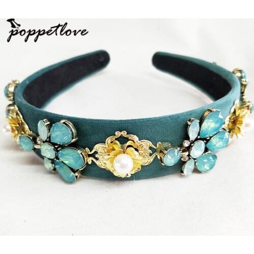 New Gold Rose green Crystal Leaf Headband Hairband For Women Rhinestone Crown Tiara Show Engagement Hair Accessories