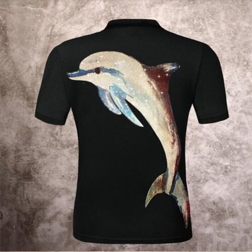 New high-quality mens fashion rhinestone polo shirt hip hop slim polo shirt casual designer clothing