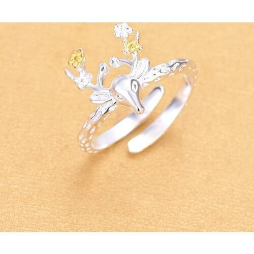 Newest Arrivals Hot Sale Fashion Gold Antler Silver Color Open Rings Jewelry