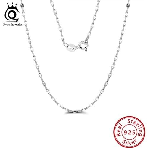ORSA JEWELS Trendy 925 Silver 2.3mm Twist Flake Chain Necklace 45cm 18'' Long For Pendant Fine Jewelry Gift Drop Shipping OSC26