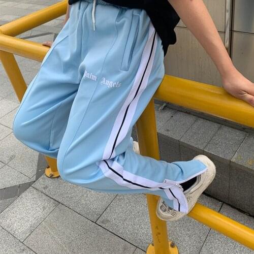 Palm Angels light blue side white stripes side zipper casual high street men women trend 985659650