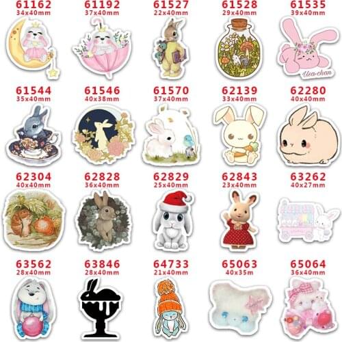 DIY Craft Supplies Sewing Accessories Cartoon Bunny Printed Planar Resins Mold 10 Pieces. PR-61162
