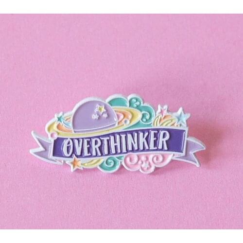 Professional Overthinker Overthink Brooch Pins Enamel Metal Badges Lapel Pin Brooches Jackets Jeans Fashion Jewelry Accessories
