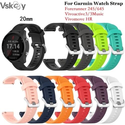 10pcs Smart Watch Strap for Garmin Forerunner 245 645 Vivoactive 3 Vivomove HR 20mm Soft Silicone Replacement Wrist Band Straps