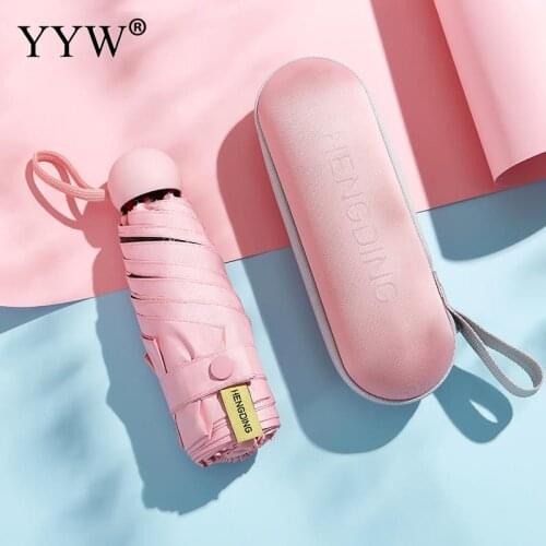 Pink Folding Mini Umbrella Female WomenS Umbrellas Parasol Paraguas Sun Umbrella Changeling Carbon Pongee Ambrella