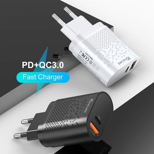 PD 20W Wall Charger USB Type C Charging Pulg Mini Quick Charge 3.0 Mobile Phone Adapters For iPhone 12 Xiaomi 11 EU US UK Plug