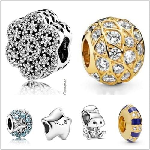 Original 925 Sterling Silver Smooth Cute Isa The Star Charm Beads Fit Pandora Bracelet & Necklace Jewelry