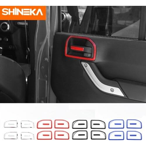 SHINEKA Interior Door Handles ABS Car Interior Door Handle Bowl Cover Trims Decoration Stickers For Jeep Wrangler JK 2011-2017