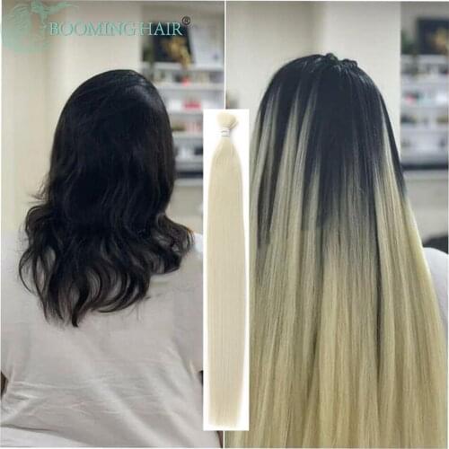 Synthetic Braiding Hair Bulk Straight Long Hair 28inches No Weft Soft Bundles Natural Fake Hair Extensions Black 613# bundles