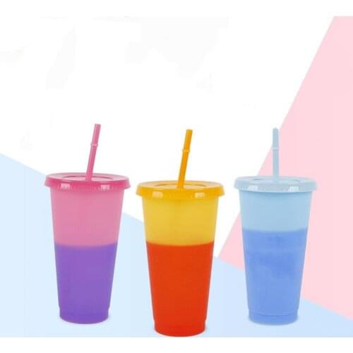 720ml Discoloration Fixed Ring Heat Insulation No Odor Color Changing Cold Cup With Lid Straw For Home Dream Cool Drinking Cup