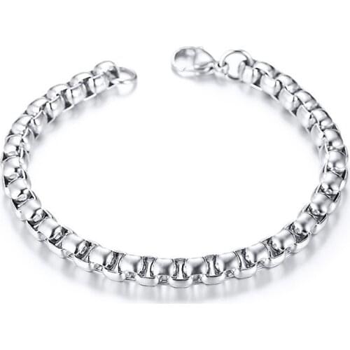 Steel color bracelet for men Chain hand stainless steel charm bracelet hip hop chain bracelet jewelry male accessories wholesale