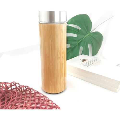Stainless Steel Thermos Bottle For Water Coffee Mug Vacuum Flask Straight Cup Cover Bamboo Water Bottles For Travel Car gift