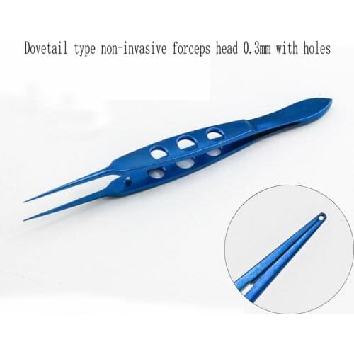 Titanium and gold non-invasive vascular forceps 11cm straight tip and hole forceps vascular forceps head 0.3mm