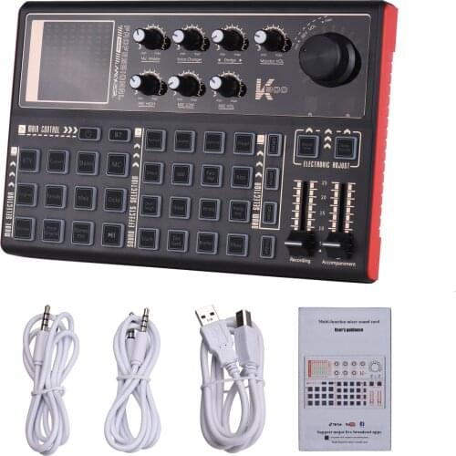 Muslady K300 Live Sound Card External Voice Changer Audio Mixer Kit Built-in Rechargeable Battery Multiple Sound Effects