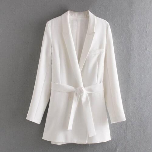 2021 New High Quality Fall Fitting Strap Womens Coat Office Commuter Suit Chiffon White Jacket Stylish And Elegant Womens Top