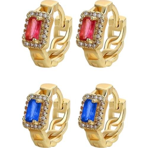1 Pair Geometric Copper Micro Pave Zircon Earrings For Women 2021 Trendy Fashion Design Chain Jewelry Personalized Party Gift