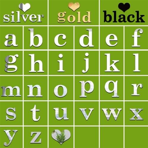 1PCS 26 English Letters Mirror Wall Sticker Home Decor Living Room Study 3D DIY Art Mural Decals Furniture Festival Decorative