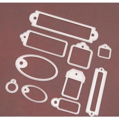 10Pcs Hang Tag Metal Cutting Dies Carbon Steel Die Stencils For DIY Bookmark Label Scrapbooking Decorative Embossing Paper Cards