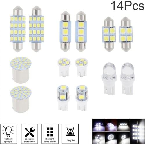 14pcs T10 36mm Car Auto Map Dome License Plate Lights White LED Interior Package Kit