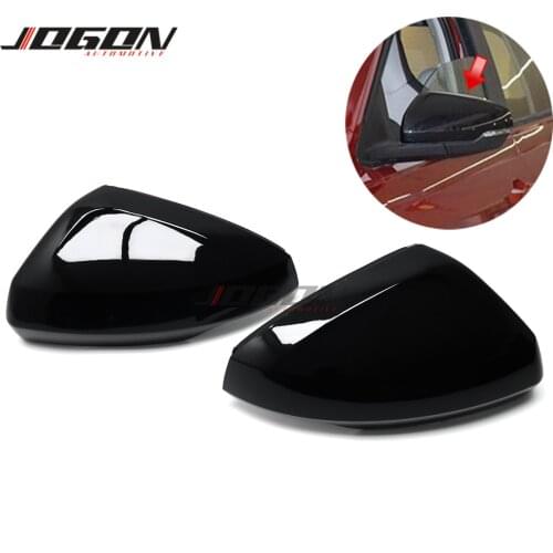 2pcs Black For Volkswagen For VW Polo Mk6 AW GTI 2018-2020 ABS Car Side Rear View Mirror Cover Replacement Caps Shell Trim