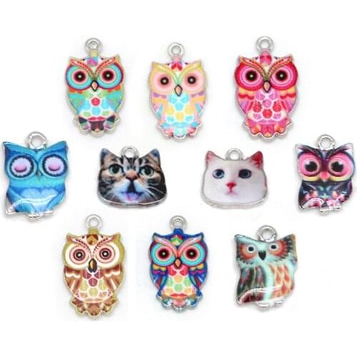 4 Pcs Alloy Metal Glaze Animal Leaf Dangle Pendants Beads for Jewelry Making DIY