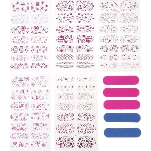 5x Popular&Fashionable Pattern Design DIY Nail Art Sticker Glitter Nail Tool