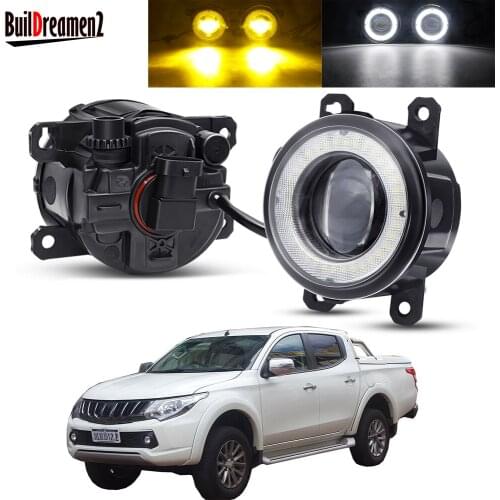 2 Pieces Car LED Lens Fog Light Assembly Angel Eye Fog Driving Lamp DRL 30W H11 12V For Mitsubishi Triton Strada 2005-2018