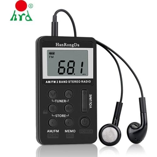 HanRongDa HRD-103 AM FM Digital Radio 2 Band Stereo Receiver Portable Pocket Radio Earp w/ Headphones LCD Screen FM 87.5-108 MHz
