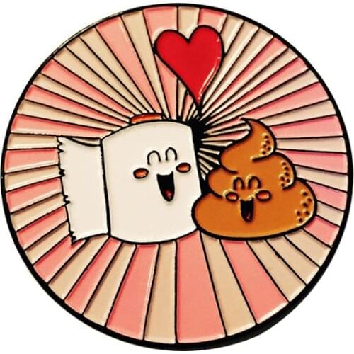 Toilet paper & poop best friends brooch couple funny humor cute pin gift for your other half