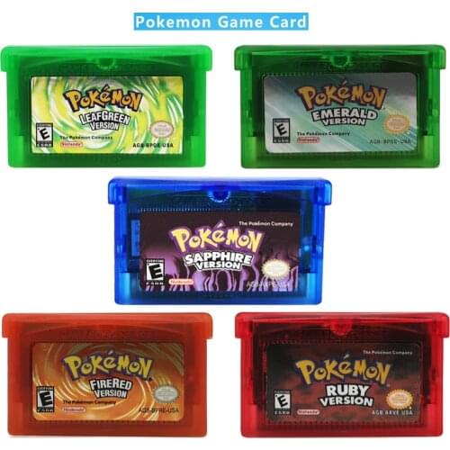 Pokemon Game Card Toy Gift Emerald Sapphire Series NDSL GB GBC GBM GBA SP Ruby Firered Video Cartridge Console Game Card English