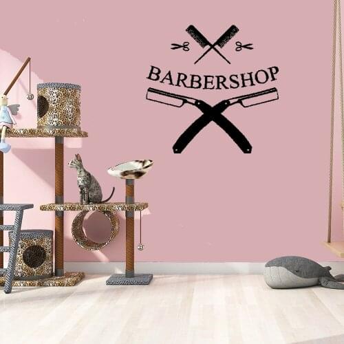 Barber Tools Wall Sticker For Barber Home Decoration Revocable Waterproof Vinyl Art Mural DW5987