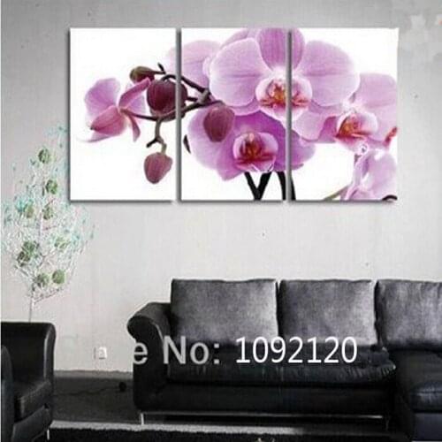 Hand Painted Paintings Butterfly Orchid Picture On Canvas Wall Pictures For Living Room Decor Hang Canvas Painting Lilac Flower