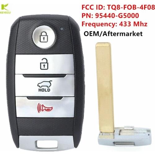 KEYECU Genuine OEM/Aftermarket Smart Proximity Remote Key 433MHZ 4 Buttons w/ Hatch for Kia Niro 2017-2020 PN: 95440-G5000