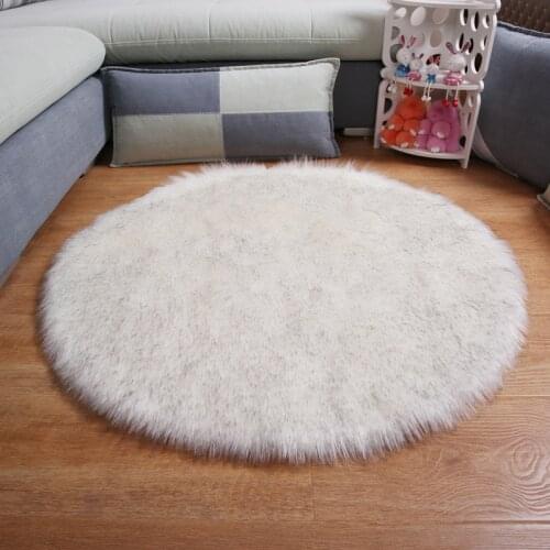 Sholisa Faux Fur Area Rug Fluffy Carpet Round Shape 6cm Pile Fluffy Carpet for Living Room Bedroom Sea Set Home Deco