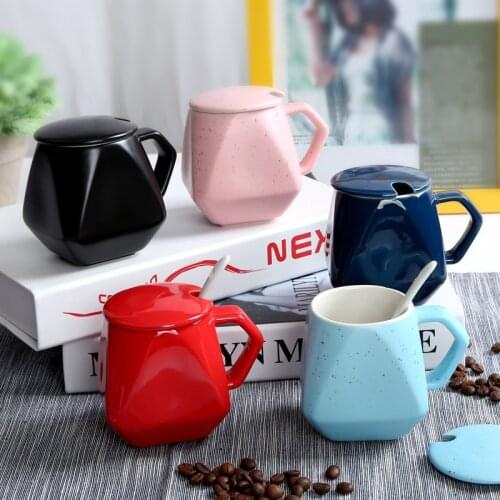 Mantianxing Mug ceramic cup with lid and spoon diamond cup gift water cup customized advertisement mugs coffee cups