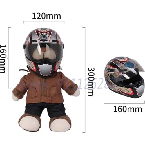 Motorcycle Small Helmet Pet Handsome Helmet Rally Motorcycle Bear Doll Helmet Model Ornament Doll Dog Cat Head Protection