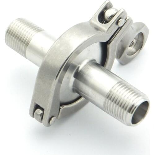 304 Stainless Steel Sanitary Pipe Fitting Set 1-1/2" BSP Male Thread Ferrule + 2" Tri Clamp + Silicon Gasket For Home Brew