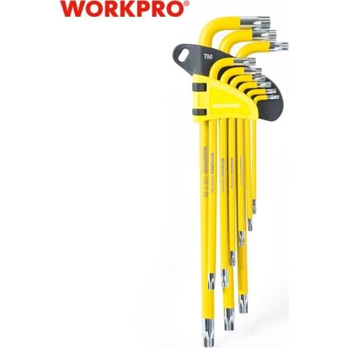 WORKPRO 9PC Universal Hex Key Wrench Set Long Arm/Short Arm Torx Key Set Metric SAE Ball Point Key Set