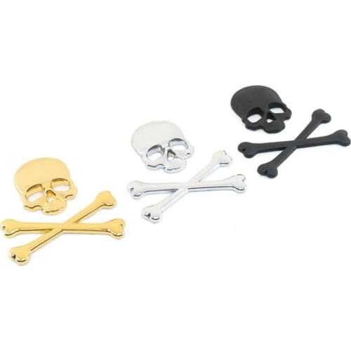 New Cool 3D Skull Metal Skeleton Pirate Motorcycle Skull Emblem Badge Stickers Car Labeling Car Sticker Accessories 3 color