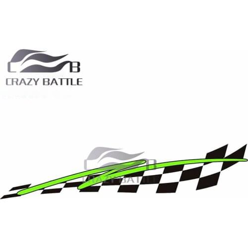 Crazy Battle 13 x 3cm Black and White Grid Green Lines Left Car Stickers Waterproof Family Creative Scratch-proof Window Decals