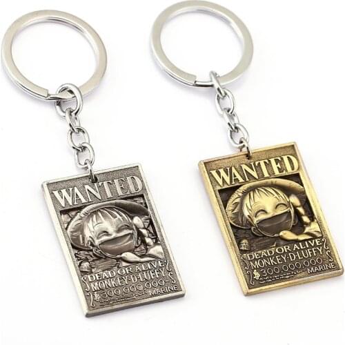 ONE PIECE Wanted Poster Key Chain Luffy Warrant Key Rings For Gift Chaveiro Car Keychain Jewelry Anime Key Holder Souvenir