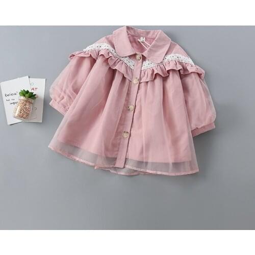 2-6 years High quality 2019 Autumn Winter lace mesh Kids Children Clothing Infant Baby girl Clothes Jacket girl Coat Outerwear