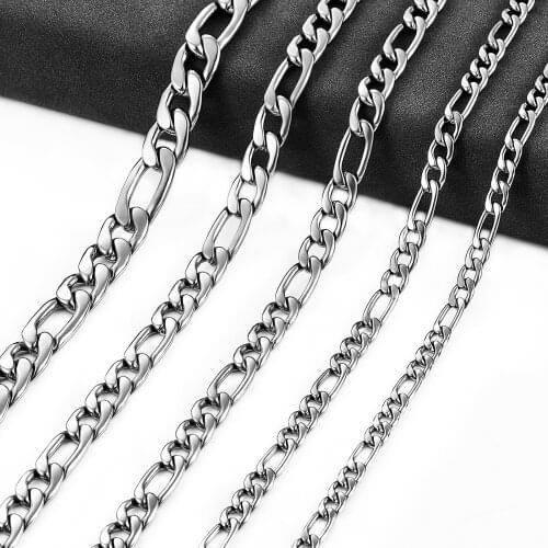 Mens Figaro Chains Stainless Steel Necklace For Men Women Fashion Necklaces Jewelry Gift
