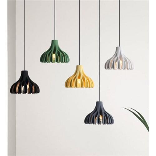 Nordic Pendant Lights Modern Colorful Resin Hanging Lamp For Dining Room Bedroom Luminaire Suspension Bar Decor E27 Hanglamp