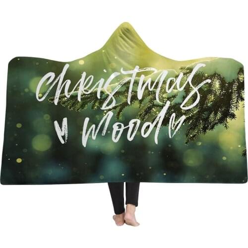 Holiday Adults Children Hooded Blanket Soft Fluffy Velvet Printed Winter Warm Thick Luxury Home Travel Picnic Airplane Blanket