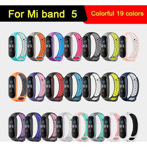 Strap Band For Xiaomi Mi Band 5 6 Nike Dual Color Breathable Strap TPU Wristband Comfortable Bracelet Skin-friendly Accessories