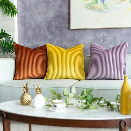 7 color Light luxury velvet 3D stripe solid sofa decorative cushion cover orange green bed office pillow cover lumbar pillowcase