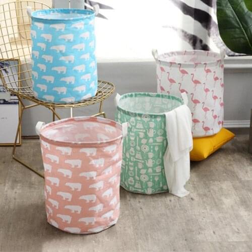 Foldable Flamingo Dirty Laundry Basket Waterproof Clothes Storage Bag Pouch